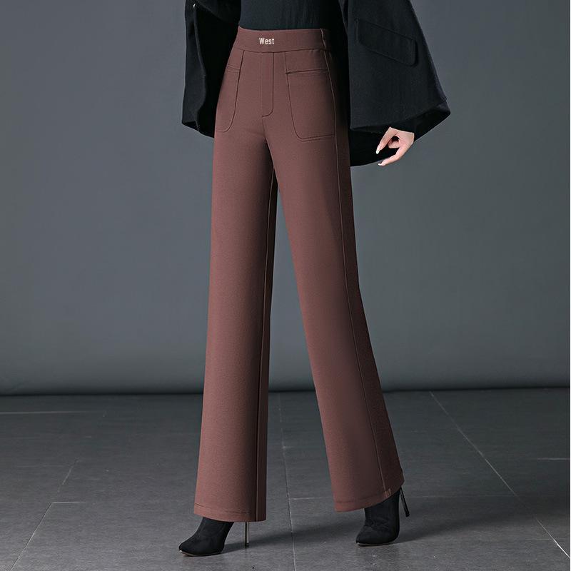 Drapey High-Waisted Wide-Leg Suit Pants for Women: Plus Size, Slimming, Perfect for Spring/Autumn, Ideal for Middle-Aged Mothers