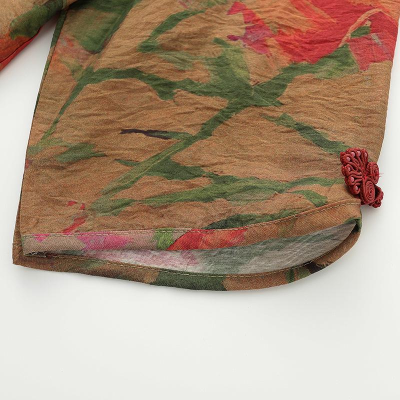 Grandma's Summer Embroidered Two-Piece Set: Age-Reducing Short-Sleeve Top & Casual Pants for Middle-Aged and Elderly Women