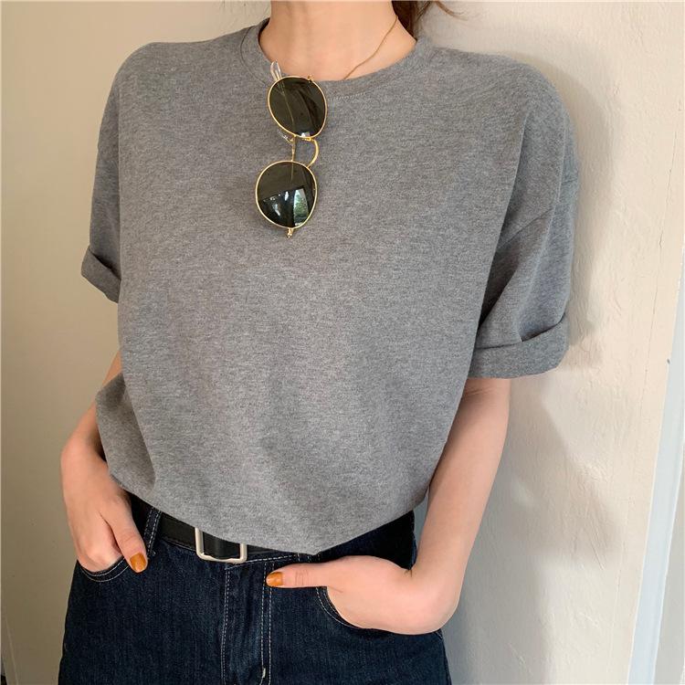 High Street Vintage Buchstabenaufdruck junges Mädchen kurzärmelige T-Shirts für Damen Sommer lässig locker graues T-Shirt Harajuku Streetwear T-Shirt Y2K Tops