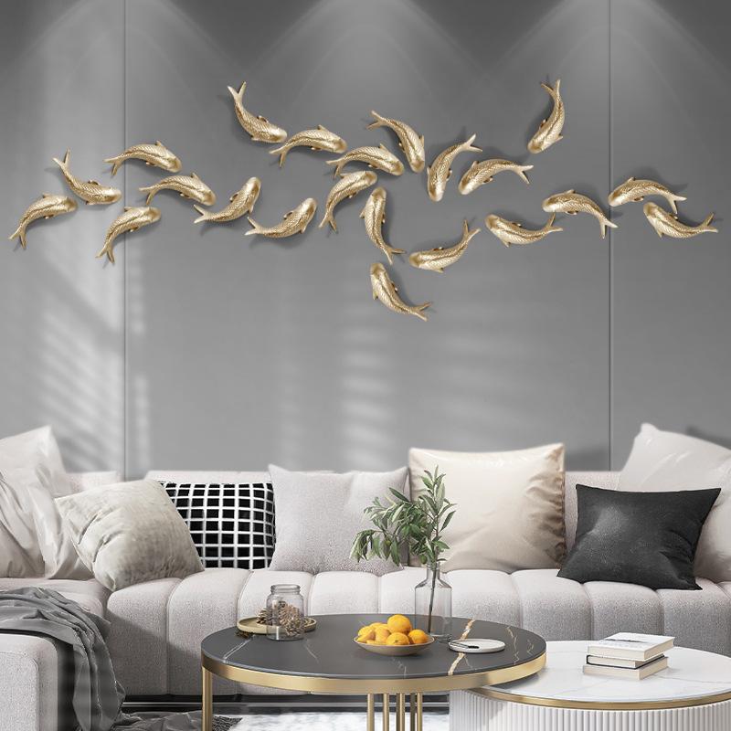 Three-dimensional Flower Wall Decoration Creative Lotus Goldfish Decoration Wall Hanging Living Room Sofa TV Background Wall Pendant