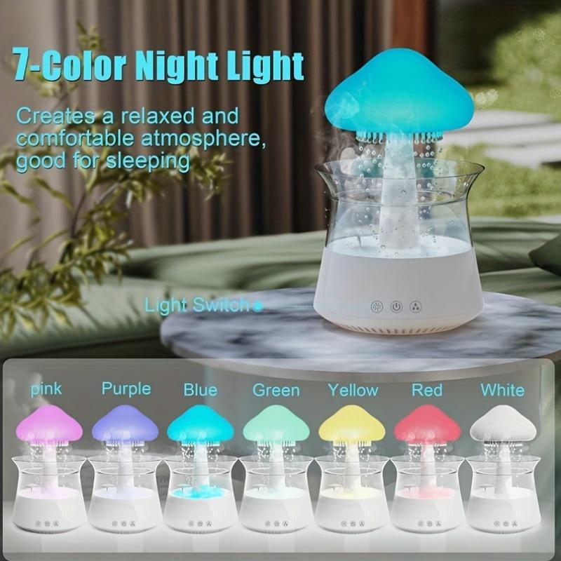 7-Color Rain Cloud Humidifier with Aromatherapy Function Essential Oil Compatible Rechargeable Auto Shut-Off Remote Control