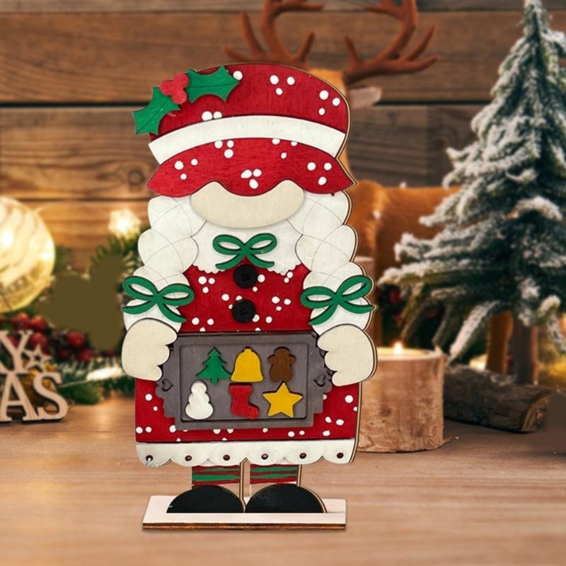 Artistic Festival Wooden Female Gnomes Statue Durable Holiday Decoration for Living Room Office Table