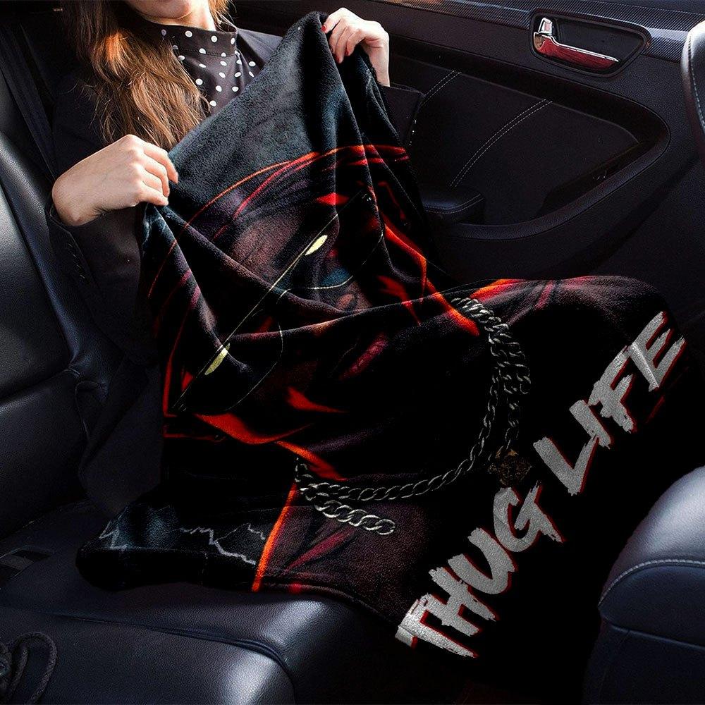 1pc 2PacHip Hop Blanket Soft Lightweight All Season Multi Purpose Throw for Sofa, Bed, Office & Picnics, French Style with Iconic Album Art & Quotes