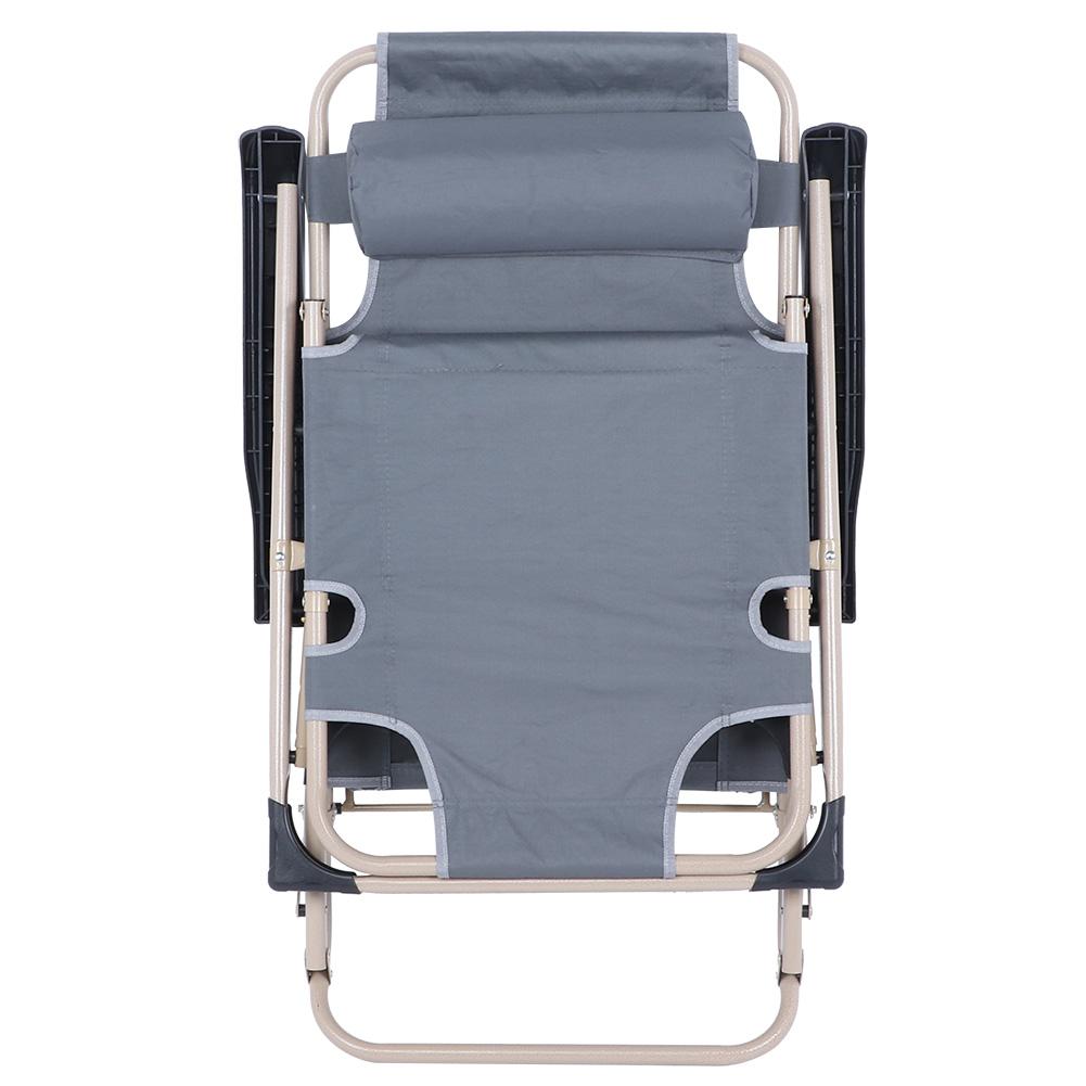 Multifunctional Folding Recliner Beach Chair Lounger Bed for Outdoor Garden CampingGray