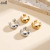 Effie Queen Edelstahl 18 Karat Gold Halbkreis-Creolen Einfacher Schmuck für Frauen Geburtstage Party Geschenk Accessoire STKE12