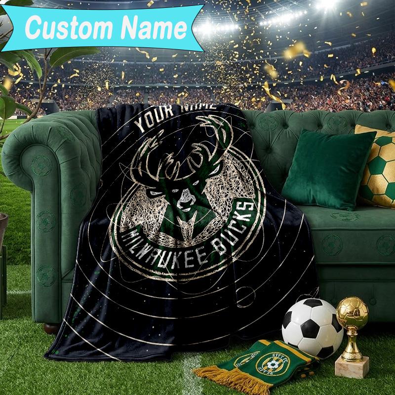 Custom Name Blanket Bucks Team Logo Artwork Blanket Bedding Blanket for Travel, Camping, Living Rooms, Offices, Sofas, Fan Christmas gift