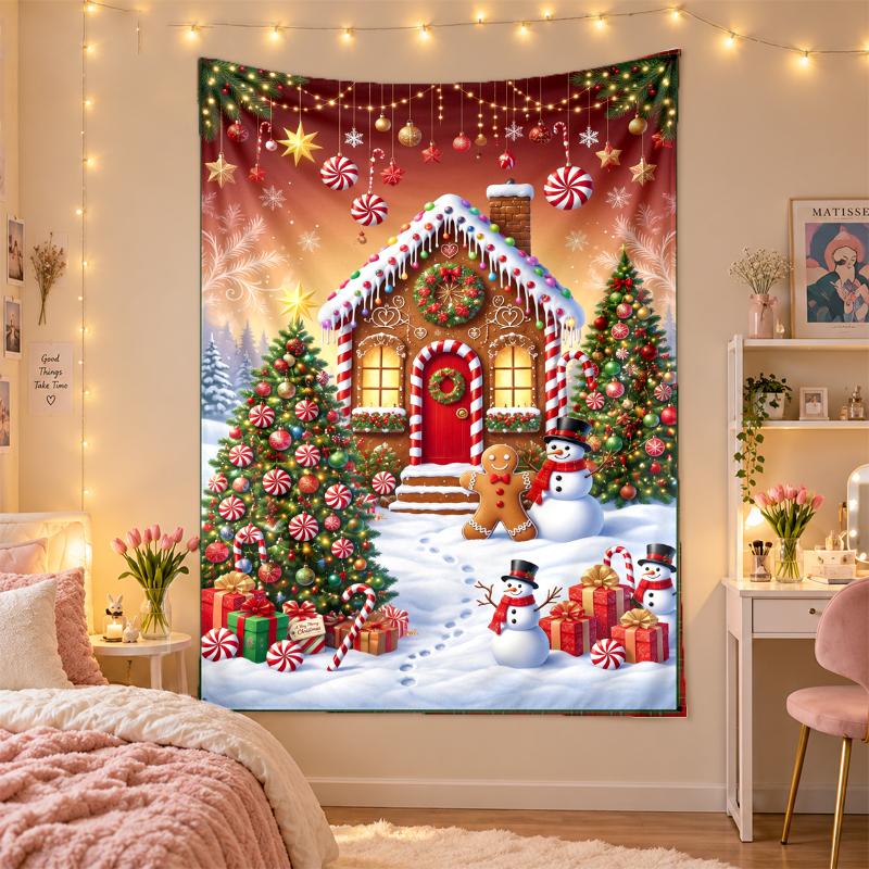 Christmas Printed Tapestry Wall Hanging For Bedroom Living Room Wall Decor Holiday Gift