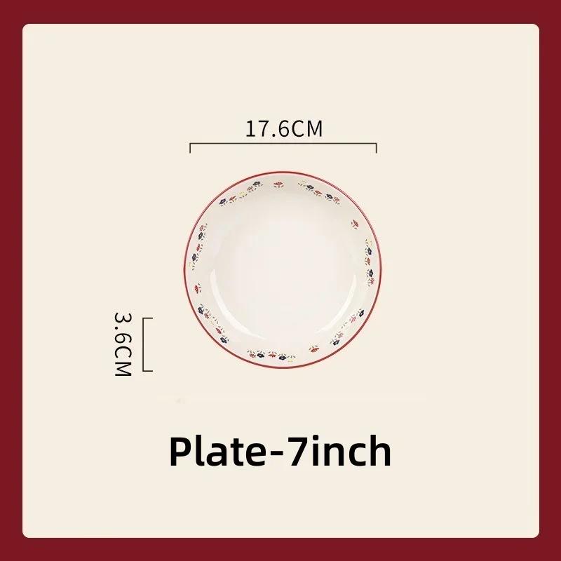 Pattern Soup Bowl Salad Bowl Dish Oval Plate Pastoral Style Dinnerware Table Decoration Kitchen Gadgets Ceramic Tableware