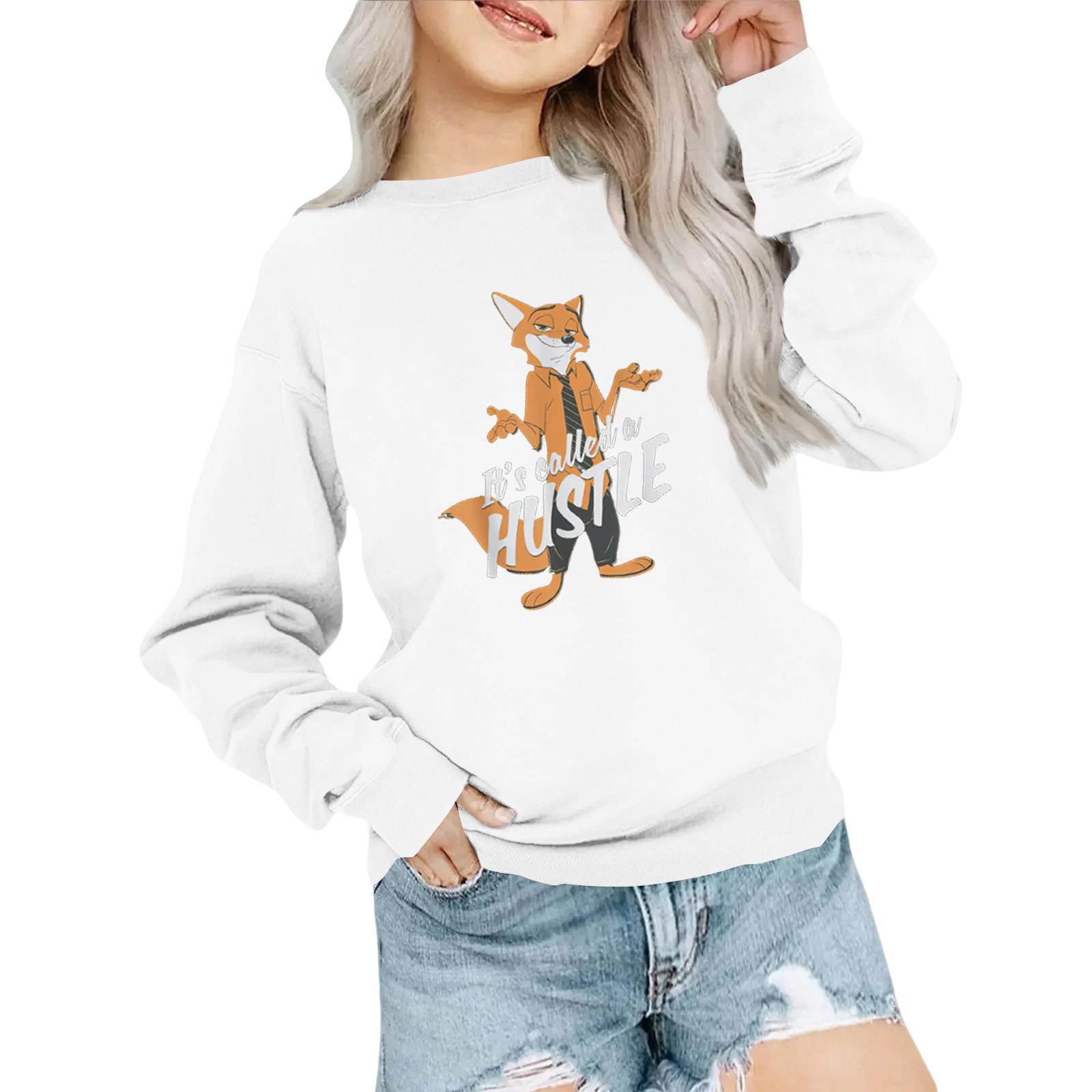 

Children s Fashionable Loose Casual Long-sleeved Printed Collar Sweatshirt 140 білий
