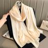 Luxury Brand Summer Solid Pure Silk Scarf Women Long Large Size Soft Wrap and Shawls Bandana Beach Hijab Head Female Foulard