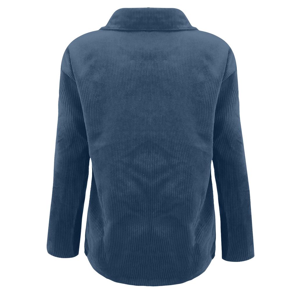 Women's  And Winter Loose Corduroy Lapel Double Pockets Long-Sleeved Shirt Jacket