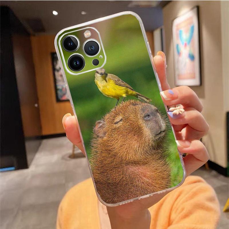 Phone Case For Iphone 15 14 Pro Max 13 12 11 Pro Max XR 12 13 Mini 7 8 14 Plus Cute Animal Capybara Case Funda