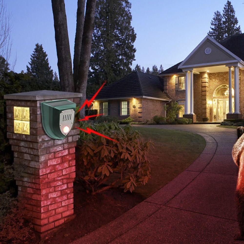 Weatherproof Solar Motion Sensor Alarm Solar Powered Infrared Detection Animal Repeller Waterproof Deer Away Device Garden Yard