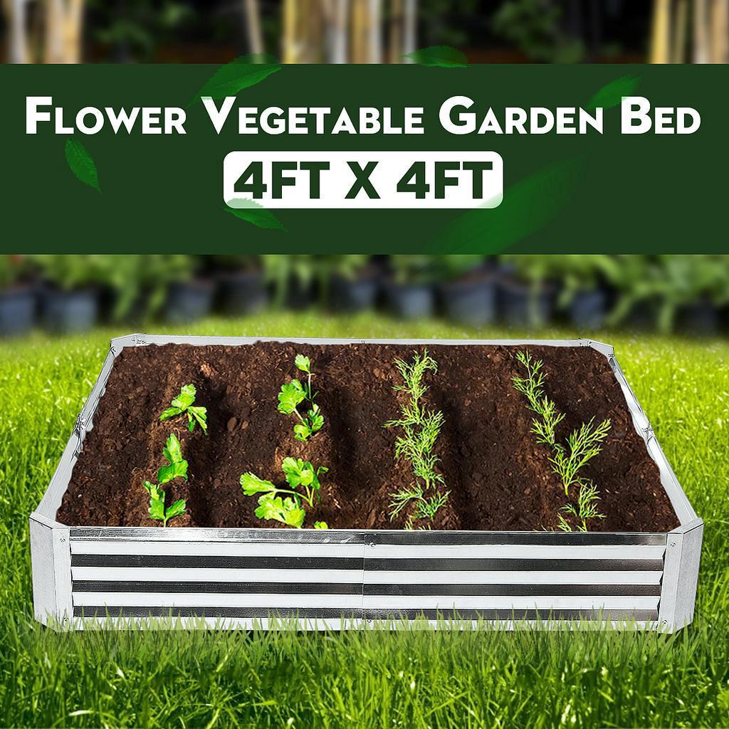 120cm on Vegetable Flower planting Garden Bed Patio Planter Basket Metal Raised home Backyard decoration Garden Nursery Iron Pots Silver