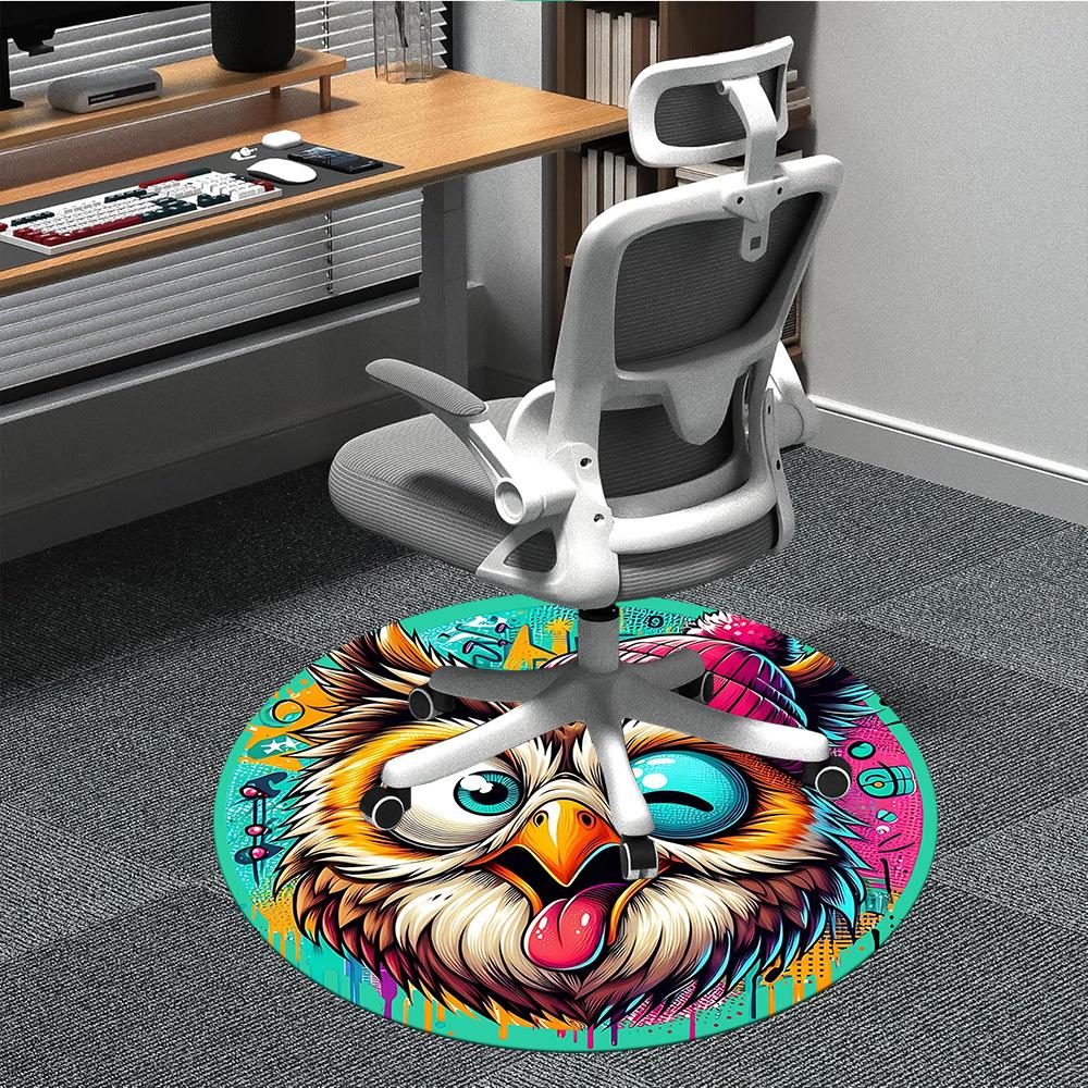 1pc Owl Hat Office Round Area Rug, Under Office Chairs Bedroom Living Room Home Decor, Room Deco 80cm