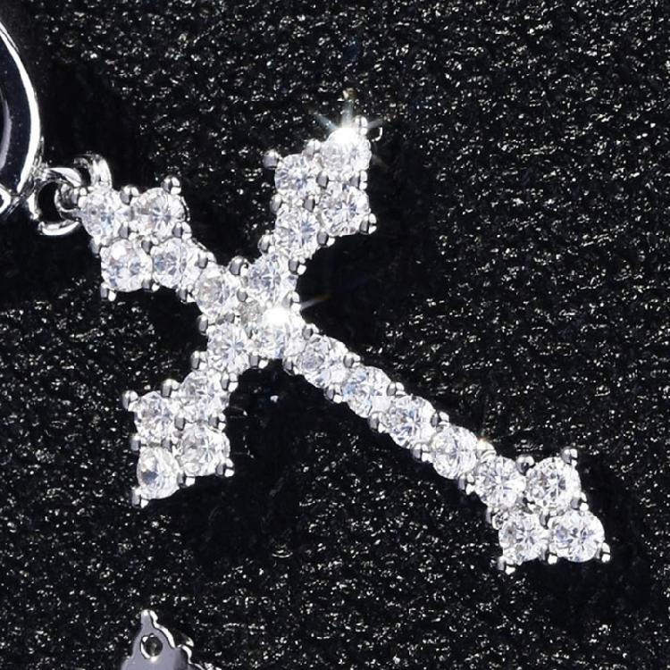 Crystal Zircon Crucifix Ear Clips Handmade Hoop Earrings Lightweight Comfortable Ear Accessory for Fashion Enthusiasts