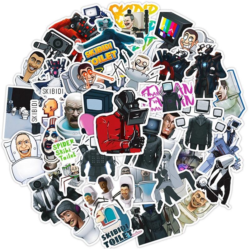 Skibidi 50pcs Toilet Cartoon Sticker Game Waterproof Decoration Gift Childern