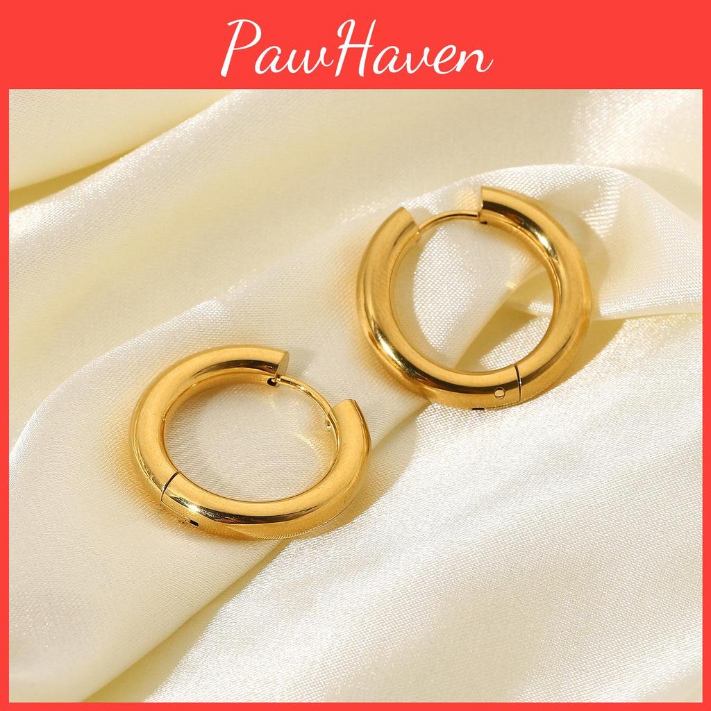 Fashionable Geometric Design Gold-plated Stainless Steel Hoop Earrings For Women 18k Gold Titanium Steel Circle Earrings