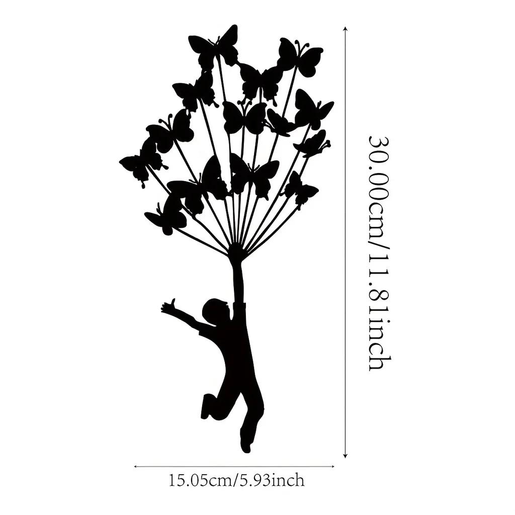 

1 шт. Декор на тему бабочек - Изящные настенные украшения для внутренней гостиной, Черный классический с металлическим настенным креплением светло-зеленый