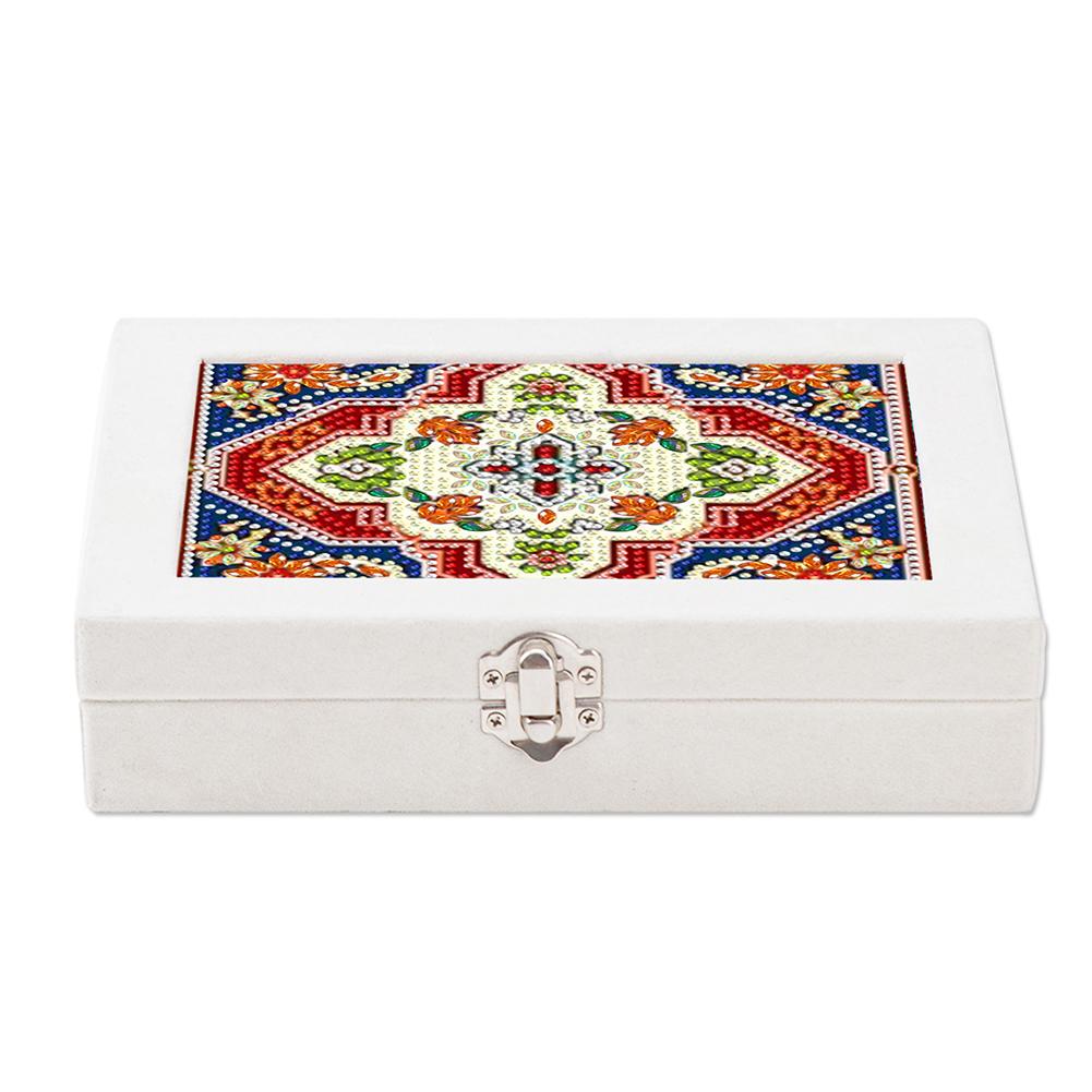 Special Shape Abstract Color Block Diamond Painting Jewelry Storage Box PU Leather Jewelry Case for Necklaces Earrings Rings