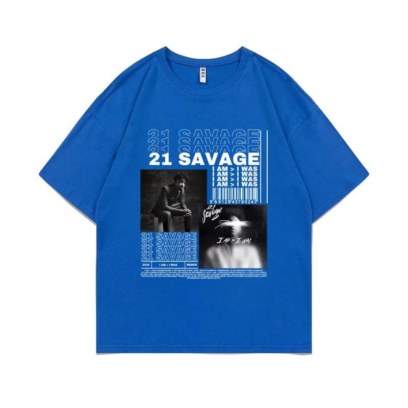Rapper 21 Savage I Am I Was Music Album Graphic T-shirt Men Hip Hop T Shirts Male Vintage Casual Tshirt Men Fashion Streetwear
