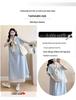 2026 Summer Korean-Style Maternity Dress: Single-Breasted, Lace Patchwork, Bowknot Design, Faux Two-Piece