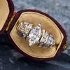 Huitan Gorgeous Two Tone Women Ring for Party Wedding Accessories Inlaid Bright Marquise CZ Fashion Charming Jewelry for Lady