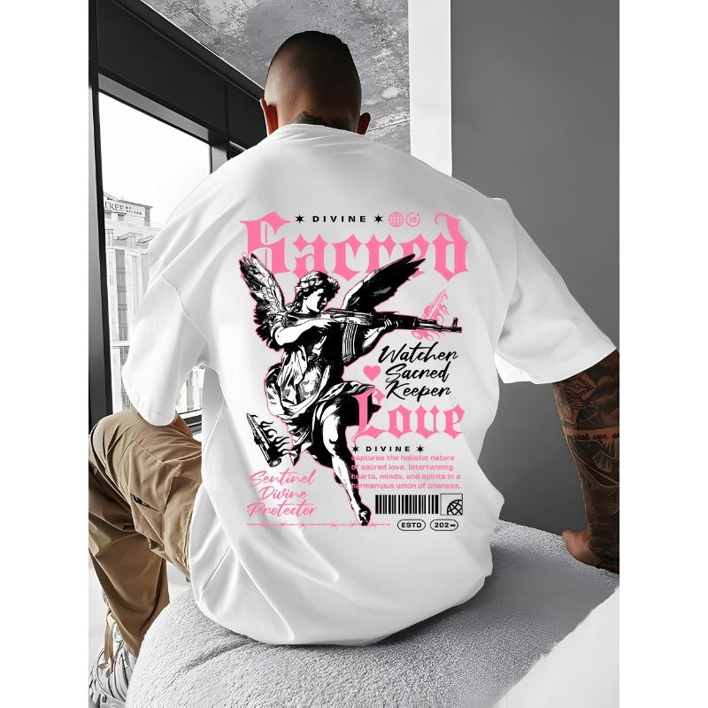 

Angel Pattern Print Trendy Versatile Men Woment T-shirt Summer Autumn Daily Sports Casual Loose Street Short-sleeve S