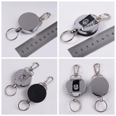 1pcs All Metal Easy Pull Buckle 4 High Resilient Telescopic Rope Key Ring Anti-theft Stretch Keychain