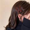 2Pcs Premium Sense Ankola Red Metal Hairpin Simple and Sweet Girl Side Broken Hair Bangs Duckbill Clip Hair Accessories
