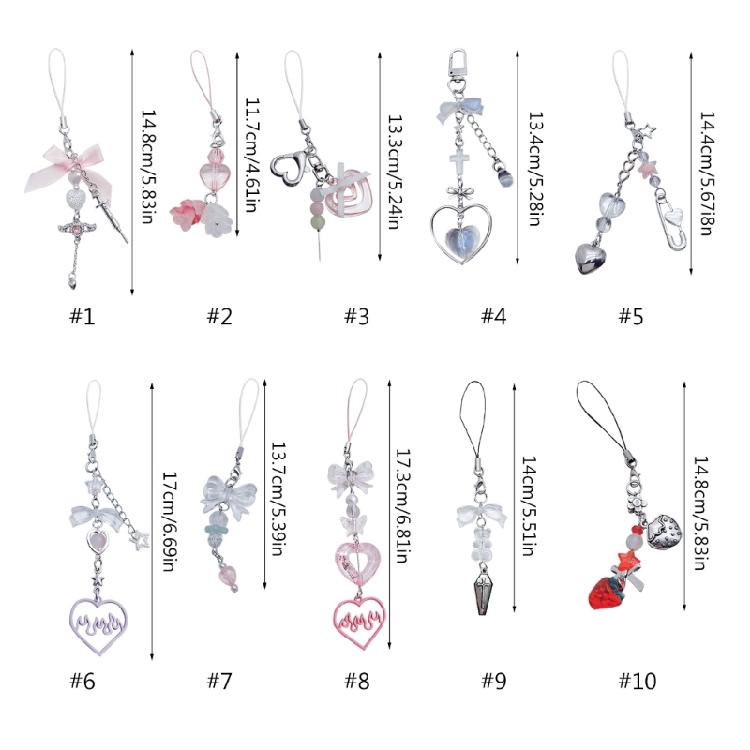 DIY Crystal Heart Phone Strap with Cute Bowknot Wing Heart Phone Strap Keychain
