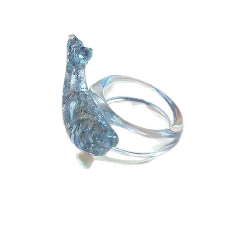 Привлекательное Ручной Работы Сверкающее Морское Существо Кольцо Стильное Смоляное Дельфин Украшение Повседневная Элегантность Аксессуар