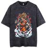 Trending Super Saiyan Vintage Washed Cotton Oversized T Shirt Anime Print Tee for Men Women