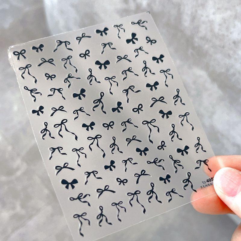 

Net Red Banderole Bows Nail Stickers Accessible Luxury Pure Desire Black and White Powder Special-Shaped Bows Thin Tough Adhesive Nail Sticker Black Bows sticker-TO4057