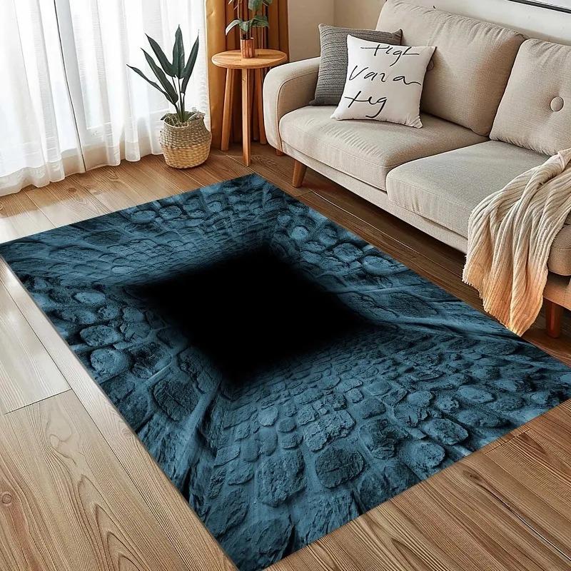 3D Hole Illusion Rug Realistic Cave Floor Rug Unique Optical Illusion Rug for Living Room Fun Novelty Home Decor Popular Rug Ins