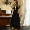 Women Plus Size V Neck Short Sleeve Black Gold Printed Long Straight Maxi Dress