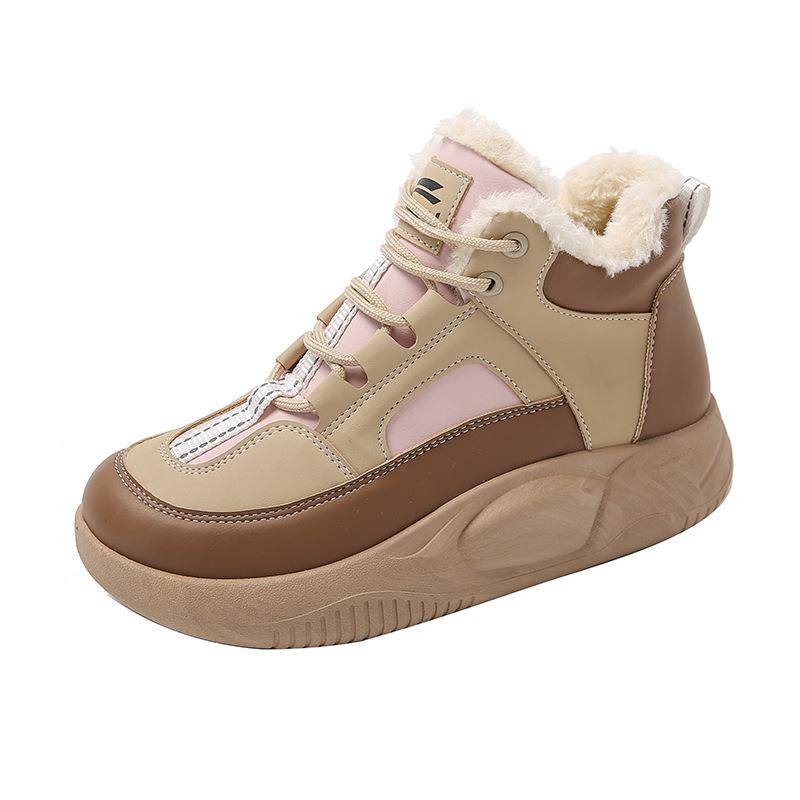 

Высокие бархатные теплые хлопковые туфли женские осенне-зимние универсальные спортивные и повседневные модные сноубутсы большие хлопковые туфли тренд 40 хаки