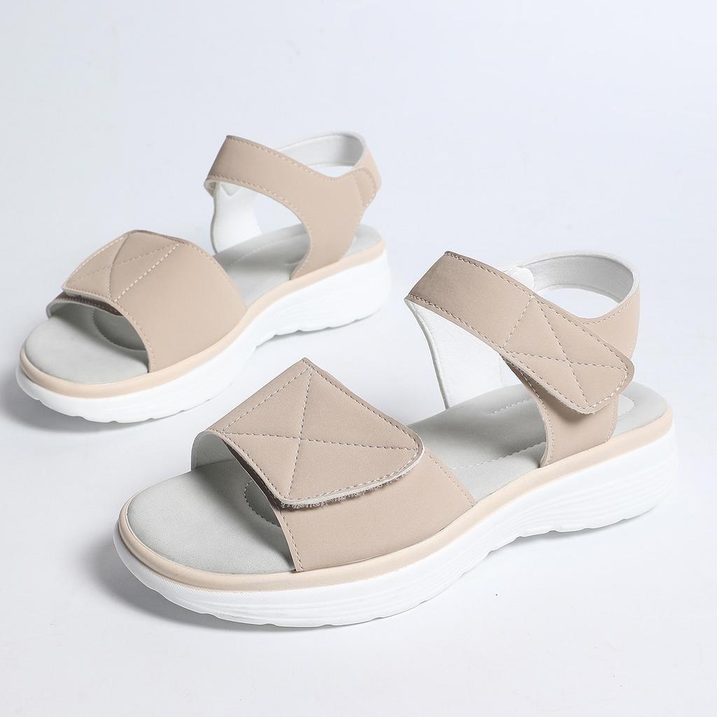 Cross Border Summer Velcro New Foreign Trade Large Size Platform Roman Beach One Line Sandals Women
