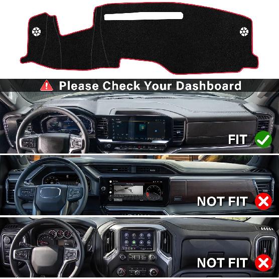 Dash Cover for -2025 2026 Chevy Chevrolet Silverado/GMC Sierra Accessories 1500 2500HD 3500HD Dashboard Cover with HUD Sunshield Non-Slip Center