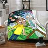 1pc Rick and Morty Blanket Lightweight Flannel Throw For Sofa, Bed, Travel, Livingroom, Office, Couch, Chair, And Bed
