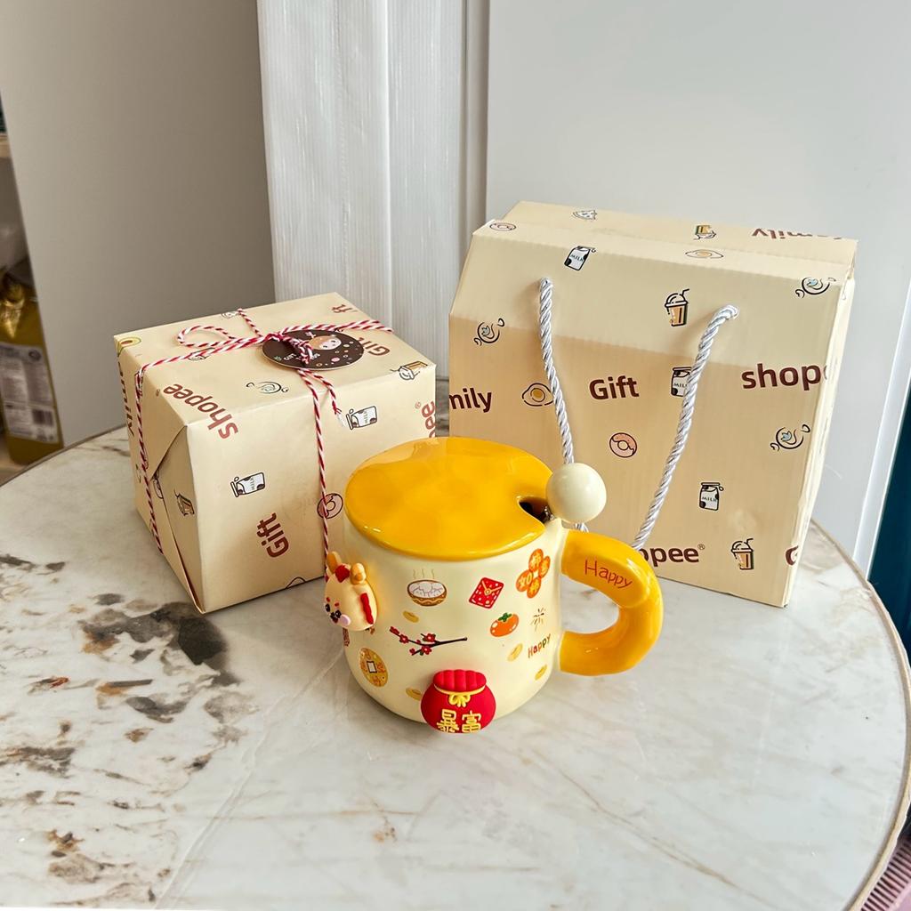 New Year's Day Gift for Girls Year of The Dragon Cup Small Gift for Best Friends Girlfriend Practical Water Cup Creative Gift Box Mug