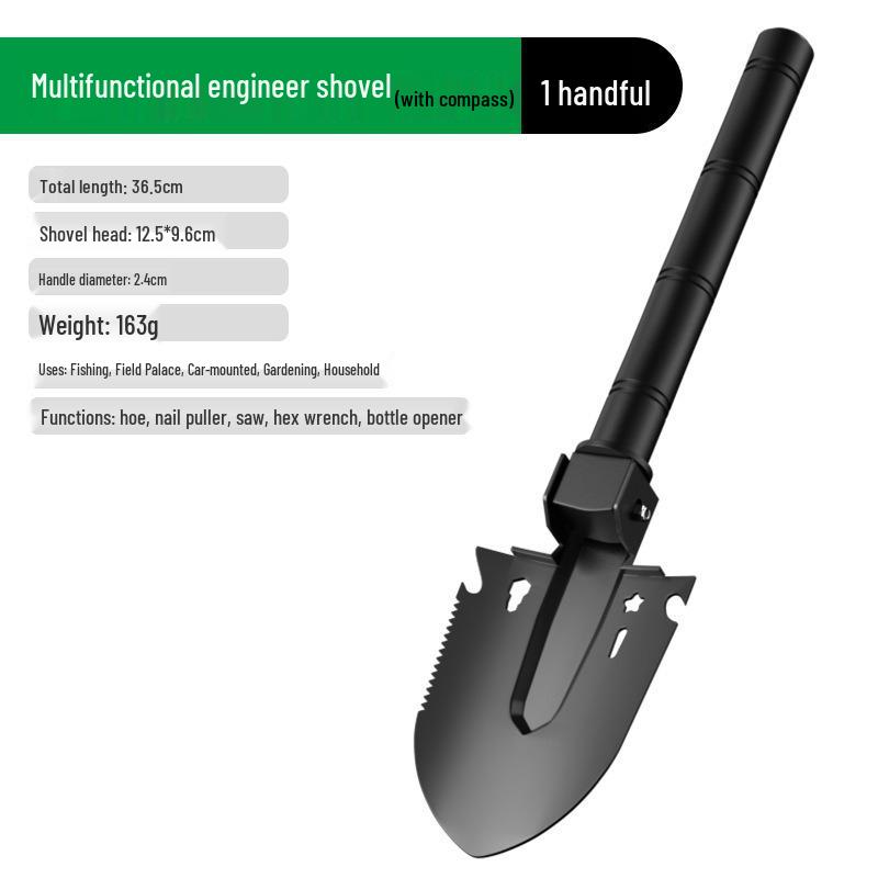 

Multi-functional Outdoor Adventure Shovel: Thickened Entrenching Tool with Compass for Camping, Fishing, and Soil Loosening.