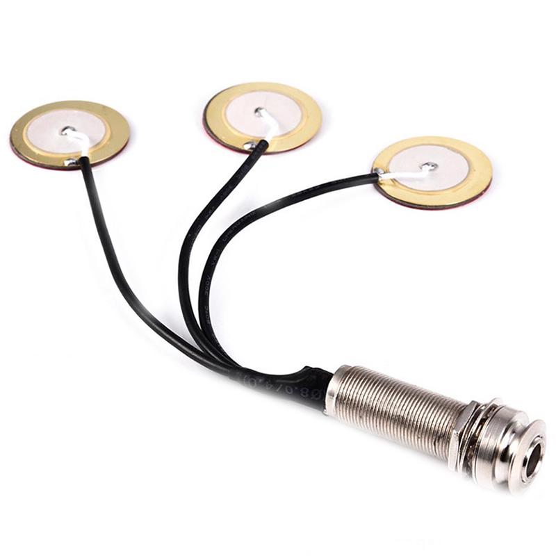 Piezo Contact Microphone 3 Transducer Pickups With End Pin Jack For Kalimba
