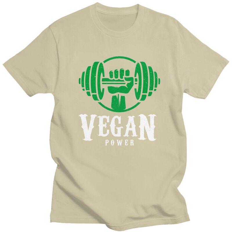 Custom Vegan Power Tshirts for Unisex Short Sleeves T Shirt Cool Powered By Plants T-shirts Pure Cotton Tee Gift