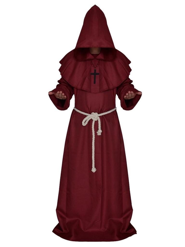 Costum Monah Medieval & Vrăjitor - Robă Halloween Grim Reaper pentru Cosplay & Joc de Rol