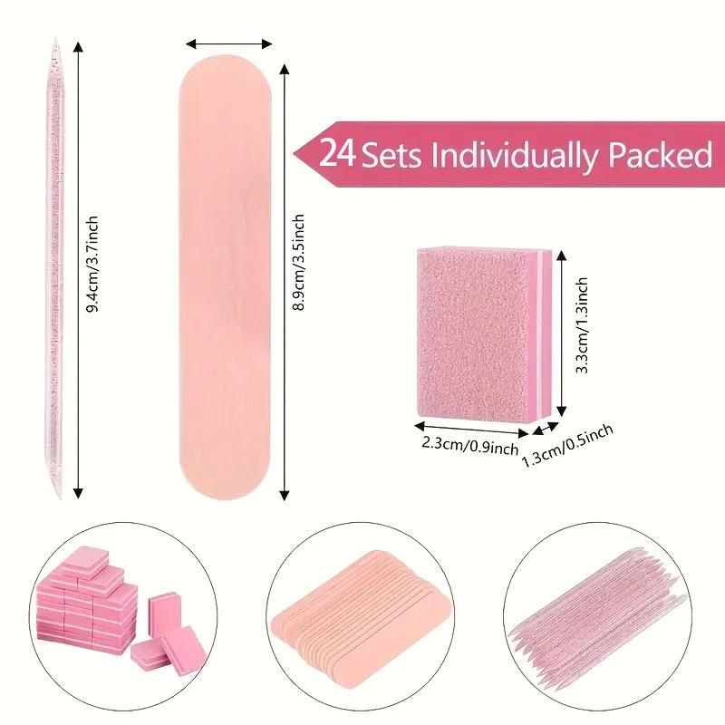 Nail Care Kit: Wood Stick, Polishing Strip, and Nail File Set