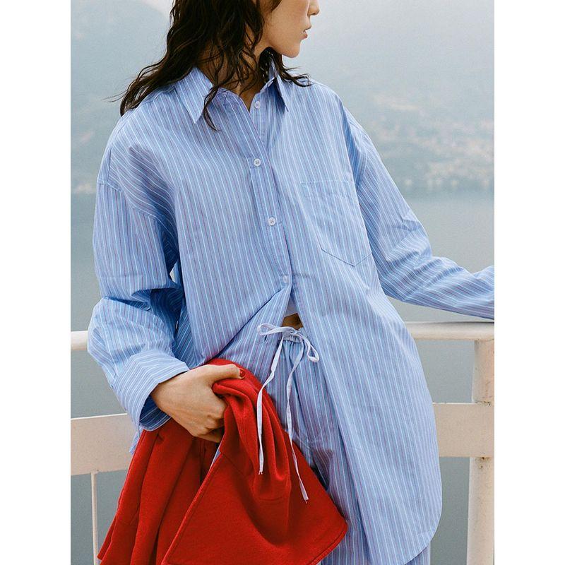 Za2025 Spring New Women clothes Stripe Long sleeve Shirts 5030011 Mid-Waist Trousers 5030402 044