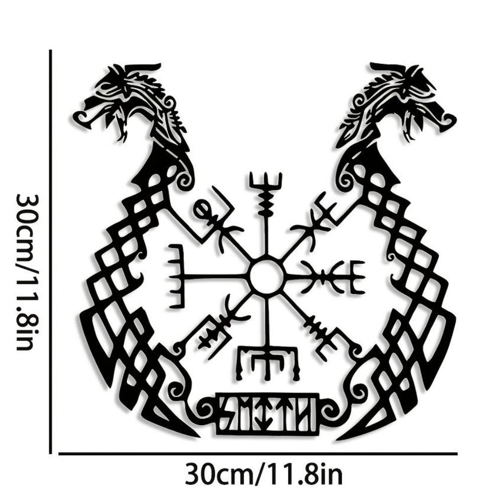 Викингский Металлический Настенный Декор Норвежский Корабль Самоклеящийся Декор с Рунами Геометрическими Узорами Бохо Морской Домашний Подарок