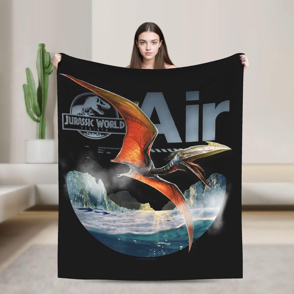 Jurassic T-Rex Grid World Blanket Flannel Spring/Autumn Logo Breathable Lightweight Throw Blankets for Travel Bedroom Quilt