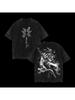 """Demon Slayer" Kokushibo Vintage Wash T-Shirt, Anime Print Street Style, Lässiges lockeres T-Shirt für Herren und Damen"""